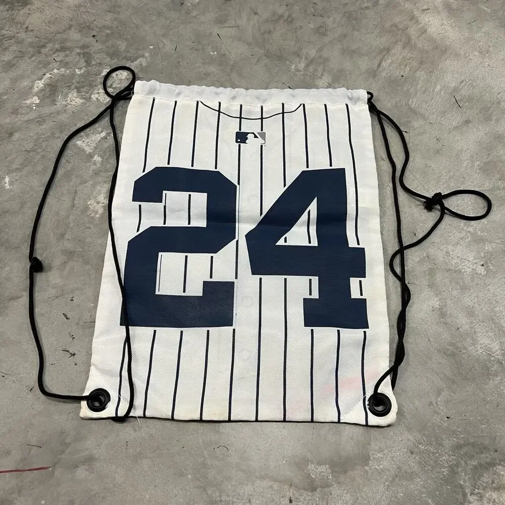 New York Yankee Drawstring Backpack #24 White Pinstripes Bag
